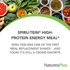 NaturesPlus Spiru-Tein chocolate shaker bottle for easy mixing