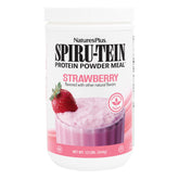 NaturesPlus SPIRU-TEIN Strawberry packaging front, convenient plant-based protein option