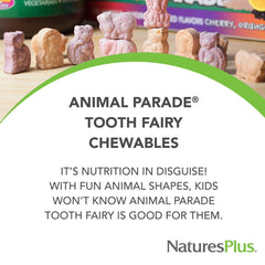 NaturesPlus Tooth Fairy probiotic blend highlighting live cells for oral balance.