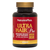 NaturesPlus Ultra Hair tablets close-up for sustained release daily hair support.