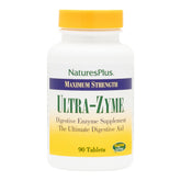 NaturesPlus Ultra-Zyme bottle showing dosage and label for digestive support.
