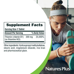NaturesPlus Vitamin B1 ingredients panel highlights thiamin content