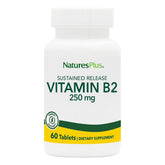 NaturesPlus Vitamin B2 Riboflavin bottle showing sustained-release packaging for steady energy support.