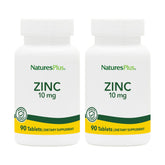 NaturesPlus Zinc 10 mg bottle front with clean label and immune support potential.