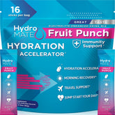 NatureWorks HydroMATE fruit punch packets for quick on-the-go hydration.