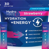 NatureWorks HydroMATE strawberry packets for quick hydration on the go.