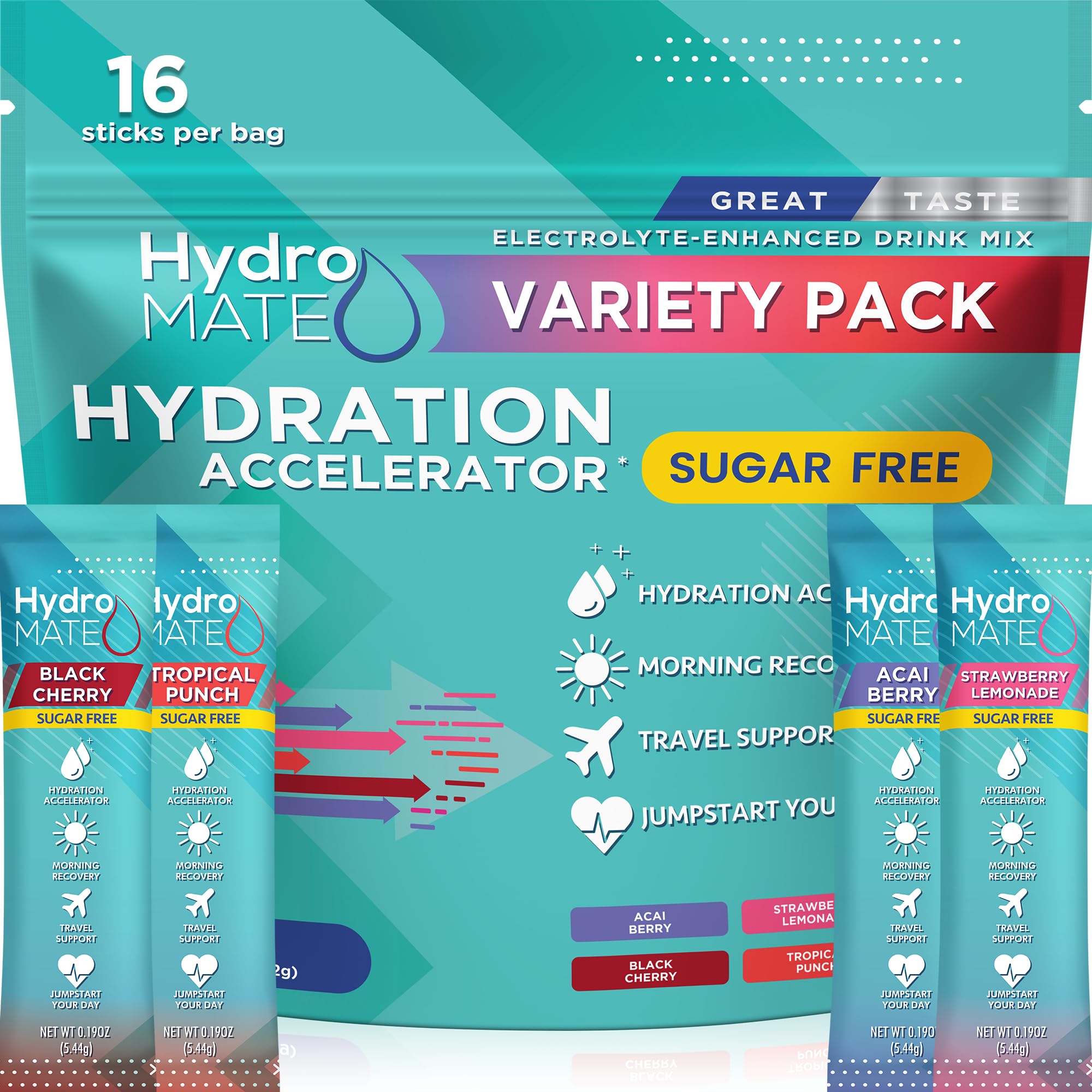 NatureWorks HydroMATE variety-pack sticks for sugar-free, on-the-go hydration