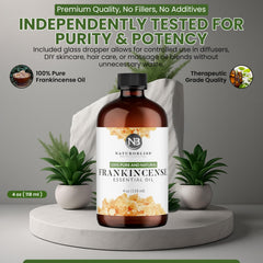 NaturoBliss amber bottle protects frankincense oil from UV light