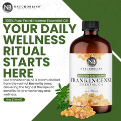 NaturoBliss frankincense oil glass dropper enables precise dosage for diffuser use