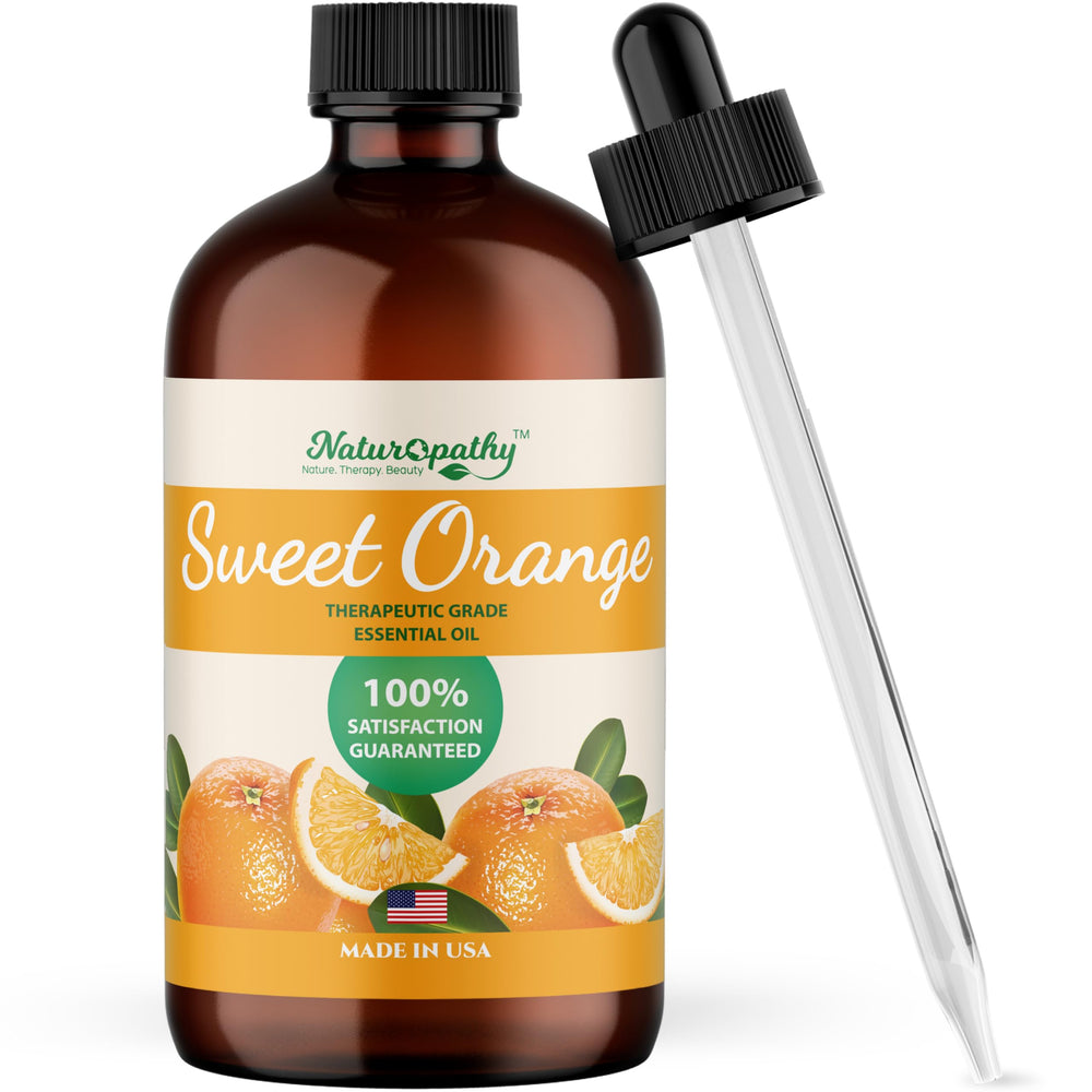 Naturopathy Sweet Orange Oil bottle with glass dropper for precise dosing