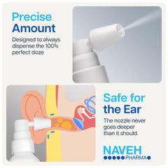 Close-up of NAVEH PHARMA Otic Guard bottle for swimmers preventing ear pressure and irritation