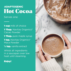 Navitas Organics Maca Powder stirred into wellness lattes for comforting warmth