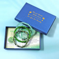 NCB Set of three bracelets shows varied gemstone textures.