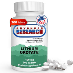 NCI Advanced Research lithium orotate 5mg bottle front for daily calm and focus.