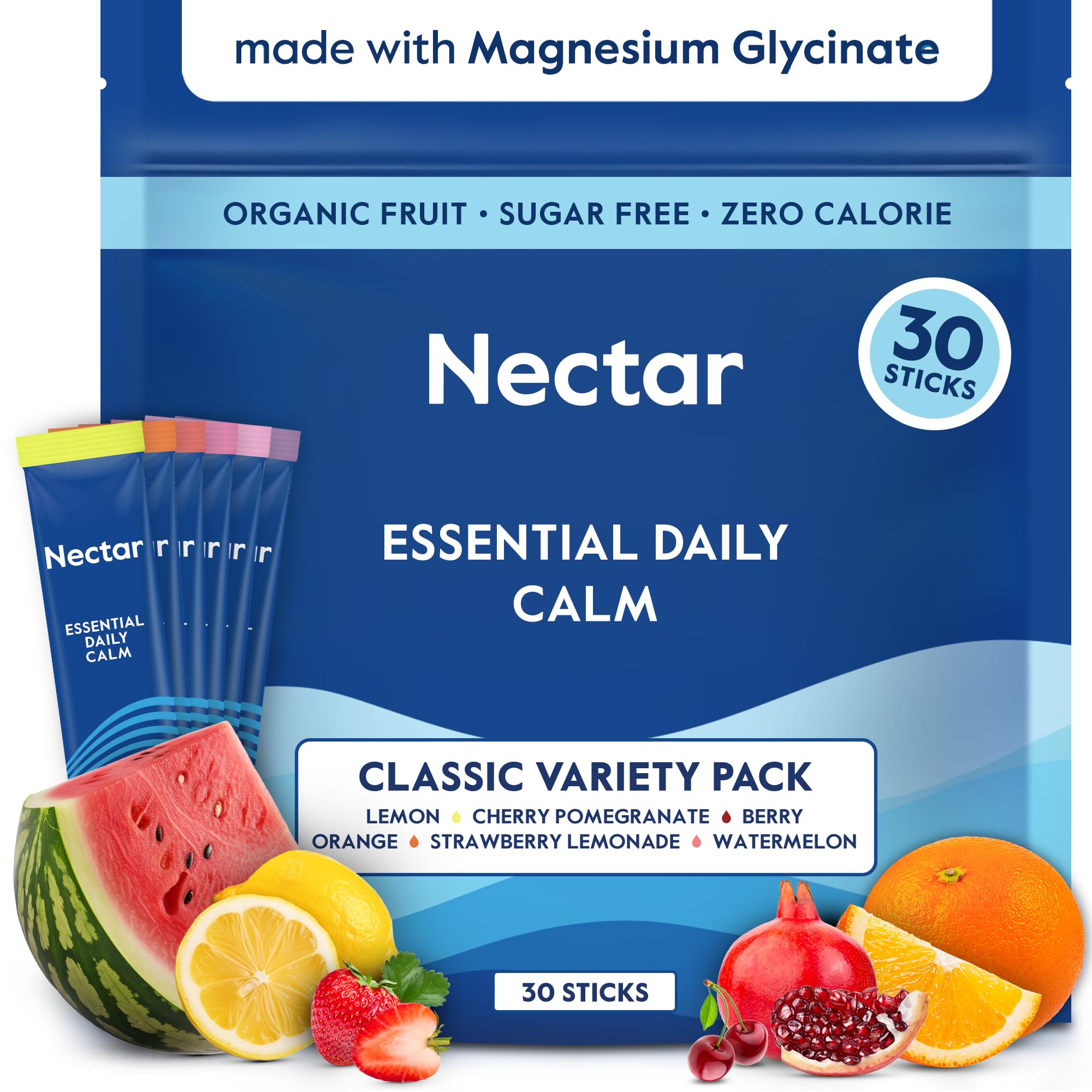 Nectar Calm magnesium drink mix in bottle promotes relaxation after a long day.