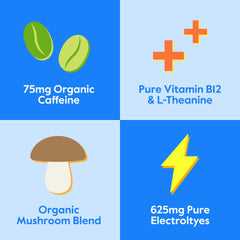 Nectar Energy Booster label highlights organic caffeine and B12 for daytime vitality.