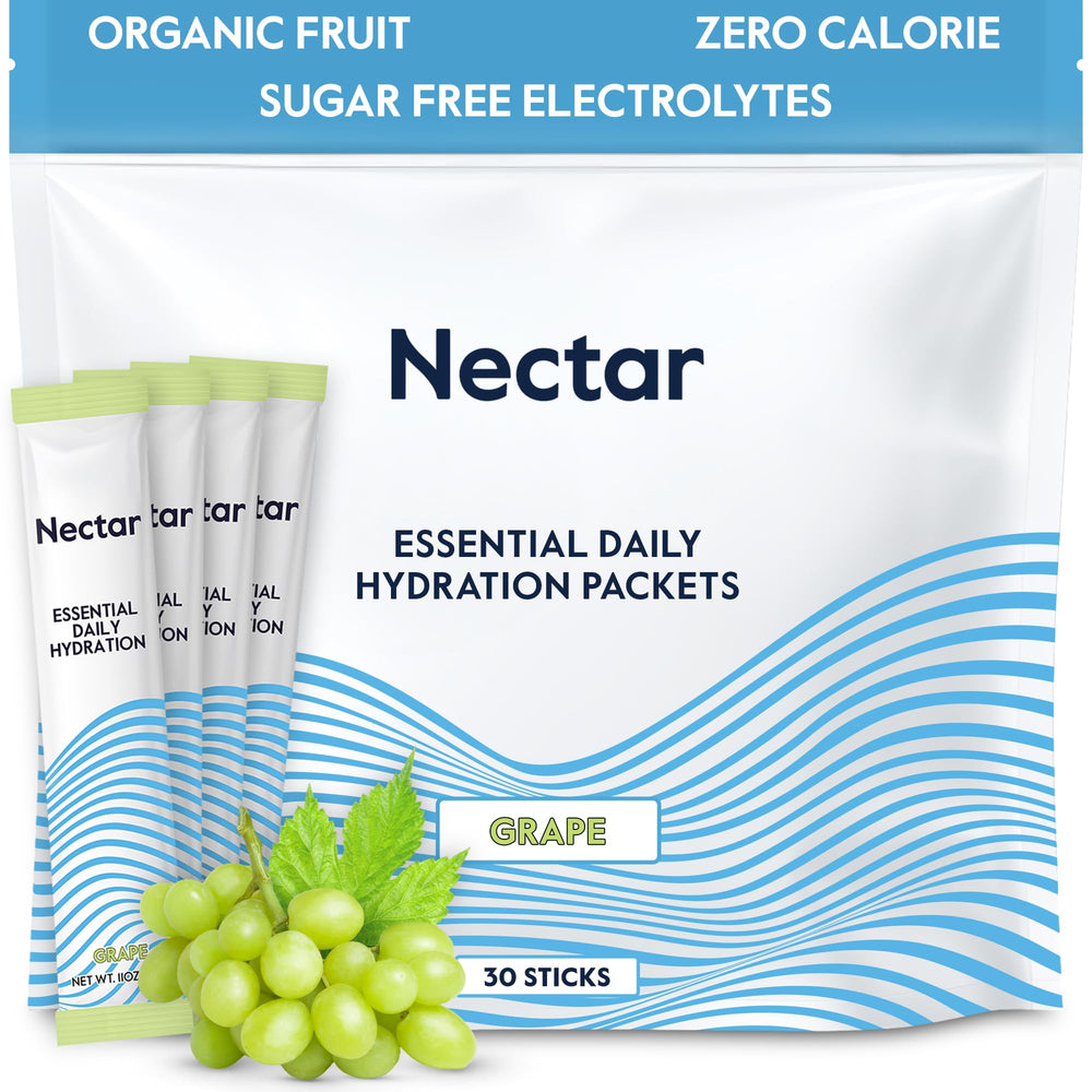 Nectar Hydration Packets grape 30-pack close-up with real fruit flavor for hydration