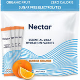 Nectar Hydration Packets orange open packet for quick daily electrolyte replenishment.