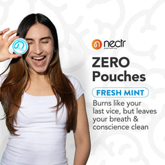 Nectr Energy Zero Pouches mint flavor visual highlighting refreshing focus