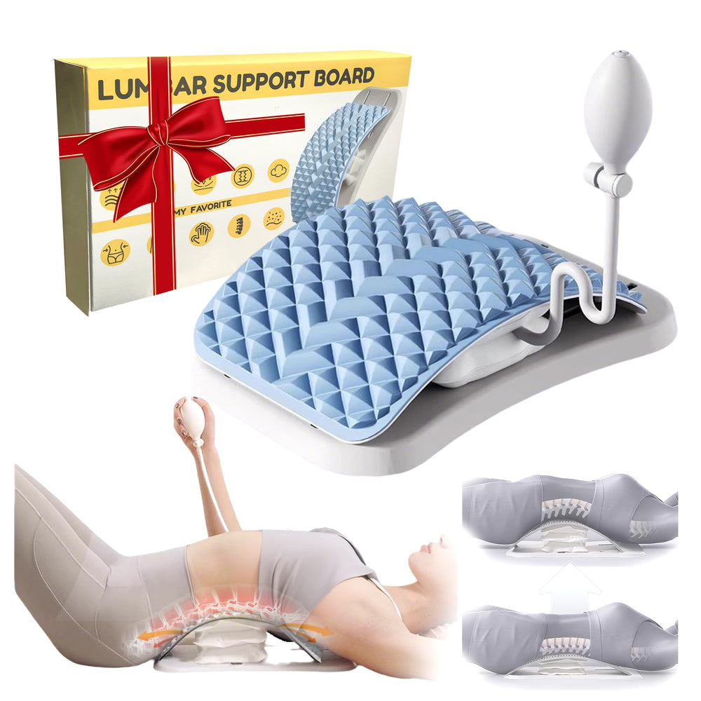 NEINEI Pneumatic Back Stretcher shows adjustable arc pump for personalized lumbar support.