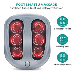 Nekteck massager with 6 heads and 54 nodes for targeted foot relief.