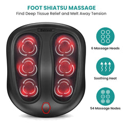 Nekteck foot massager heat function provides warm relaxation.