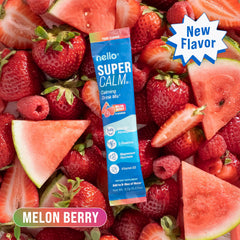 Nello SuperCalm Melon Berry canister ready for multi-serving calm routines.