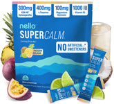 Nello SuperCalm raspberry-lemonade packet ready for on-the-go relaxation and focus.