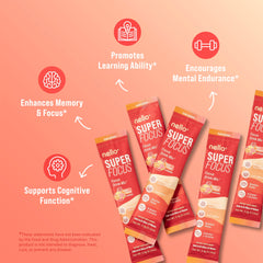 Nello Superfocus fruit punch stick pack dissolving in water for quick mental clarity