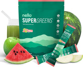 Nello Supergreens bottle pour for quick greens on the go with energy lift