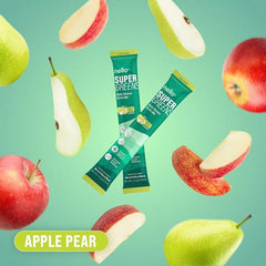 Nello Supergreens powder scoop ready to mix for on-the-go nutrition.