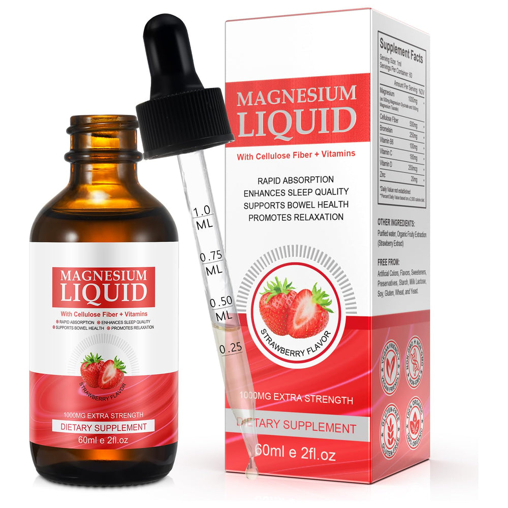 NenMaoKeNu magnesium glycinate liquid strawberry bottle for easy daily intake and relaxation