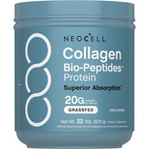 NeoCell Collagen Bio-Peptides tub on counter, easy mixing for daily beauty support.