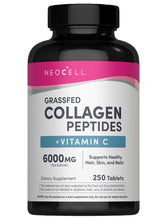 NeoCell Collagen Peptides bottle highlights grass-fed collagen for skin and hair.