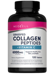 NeoCell Collagen Peptides bottle packaging showcasing grass-fed formula for skin, hair and nails.