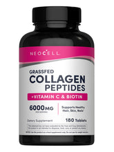 NeoCell collagen pills bottle displaying 180 tablets for skin and hair support