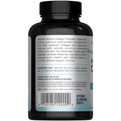 NeoCell Marine Collagen Capsules with Vitamin C label signaling antioxidant-friendly skin support.