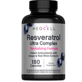 NeoCell Resveratrol Complex bottle with capsules for daily antioxidant support.