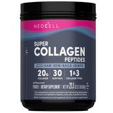 NeoCell Super Collagen Peptides bottle with scoop for easy blending in smoothies