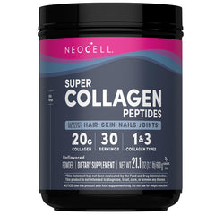 NeoCell Super Collagen Peptides bottle with scoop for easy blending in smoothies