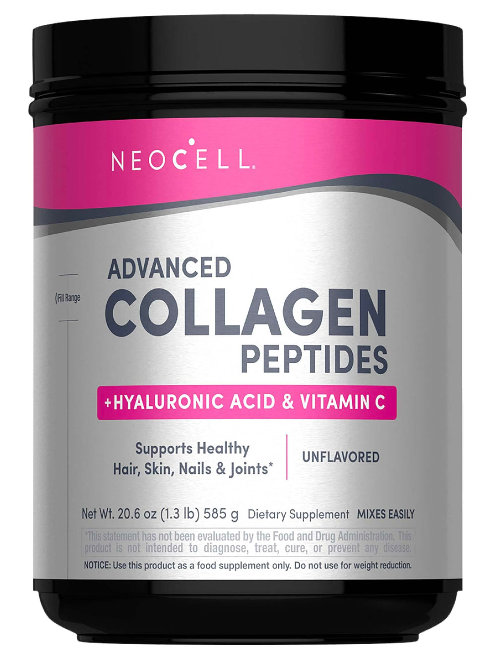 NeoCell Super Collagen Powder tub with scoop, ready for daily use.