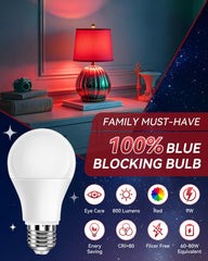 Neporal A19 night-light in bedroom provides dim, soothing illumination for bedtime.