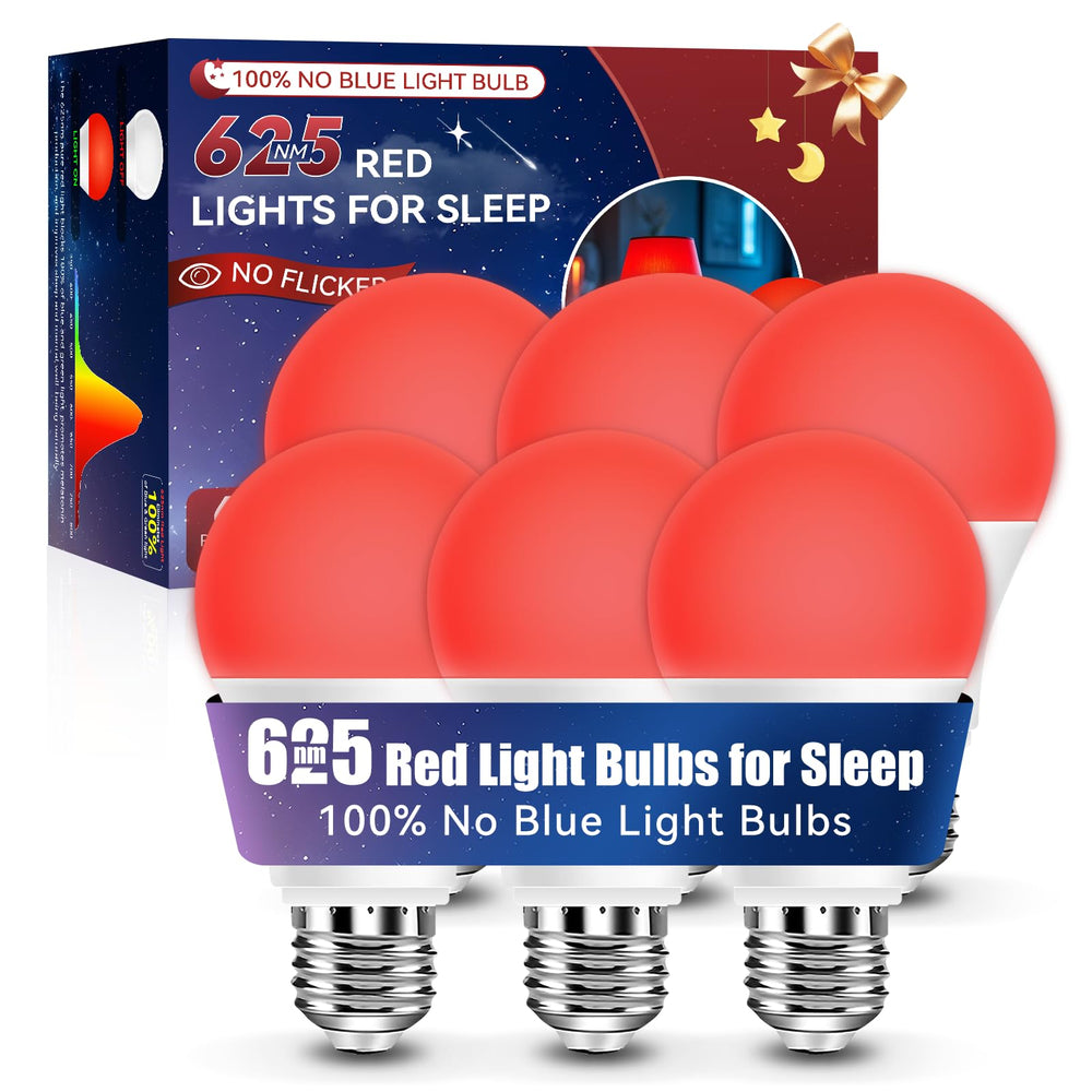 Neporal red light bulbs for sleep with 625nm hue delivering sunset-like ambience.