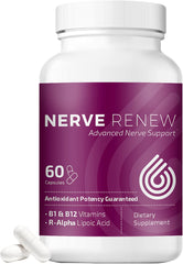 NERVE RENEW bottle with stabilized R-ALA 300mg for nerve support.