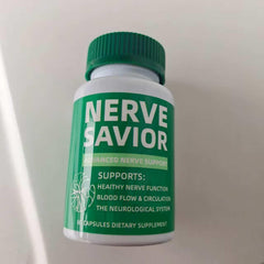 Nerve Savior capsules close-up, easy-to-swallow daily formula.