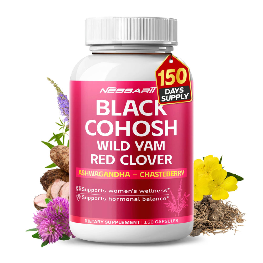 NESSARIT Black Cohosh bottle pour – high-potency formula for hormonal balance support.