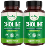 Nested Naturals Choline Bitartrate 500mg bottle front, highlighting high-potency cognitive support.