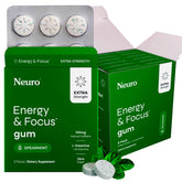 Neuro Energy & Focus Gum extra-strength pack-shot for on-the-go energy.