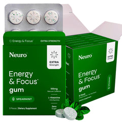 Neuro Energy & Focus Gum extra-strength pack-shot for on-the-go energy.