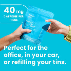 Neuro Energy & Focus Gum ingredients-list highlights natural caffeine and L-theanine for focus.